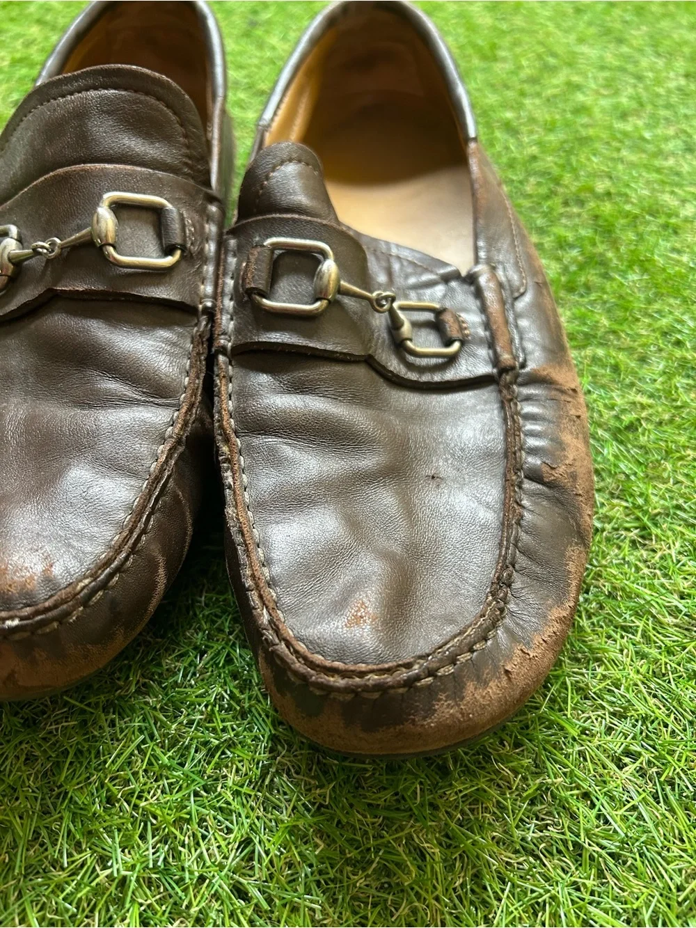 Gucci Brown Leather Men's Bit Loafers